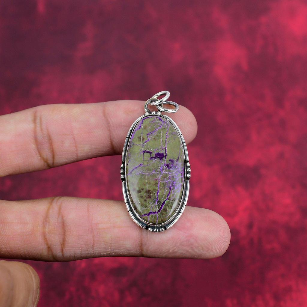 Bijoux en purpurite, pendentif en argent sterling massif 925, bijoux en pierres précieuses faits à la main, cadeaux pour femme, pendentif tout neuf