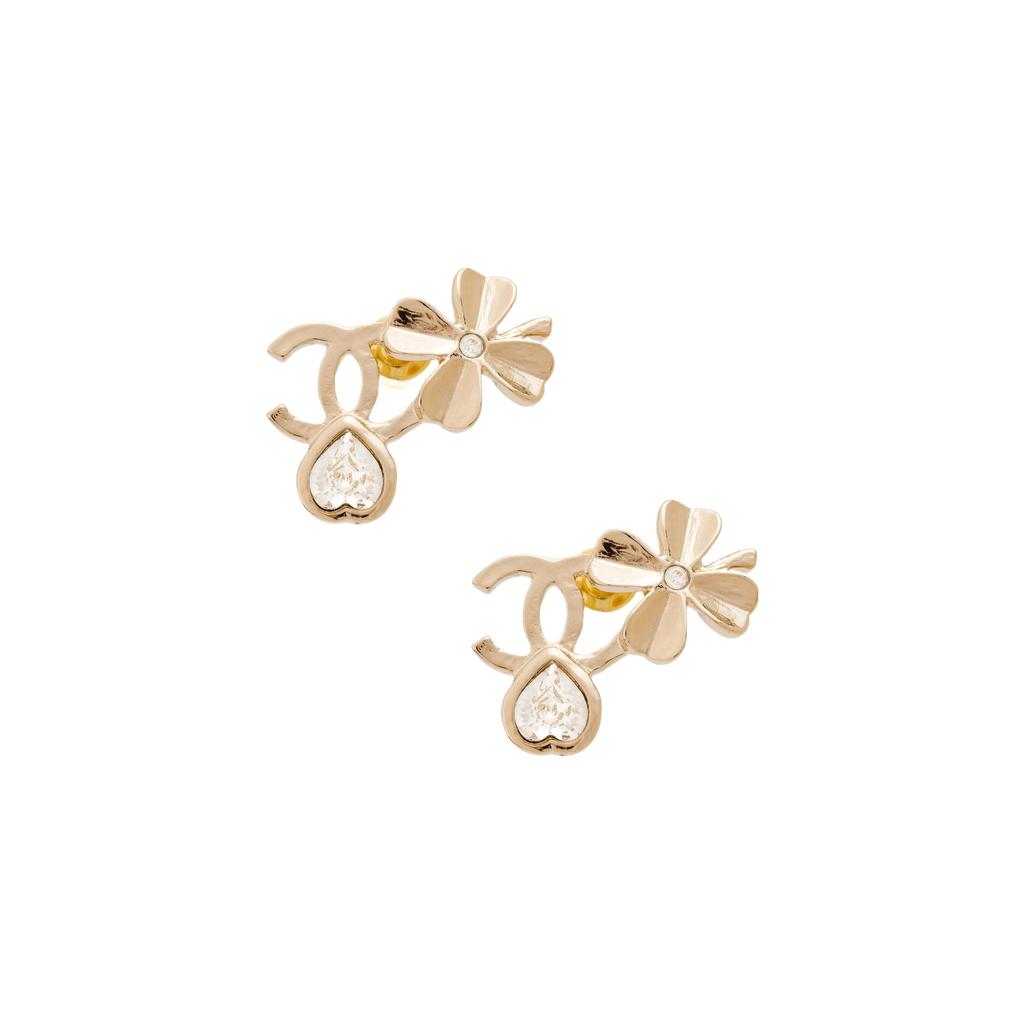 Chanel Metallic Rhinestone Floral Earrings Women Earrings AB8203-B07977-NH909