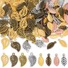 160Pcs 8 Colors Alloy Charms, Leaf, Mixed Color, 14.5~80x7~10x1~2mm, Hole: 1~1.5mm, 20pcs/color