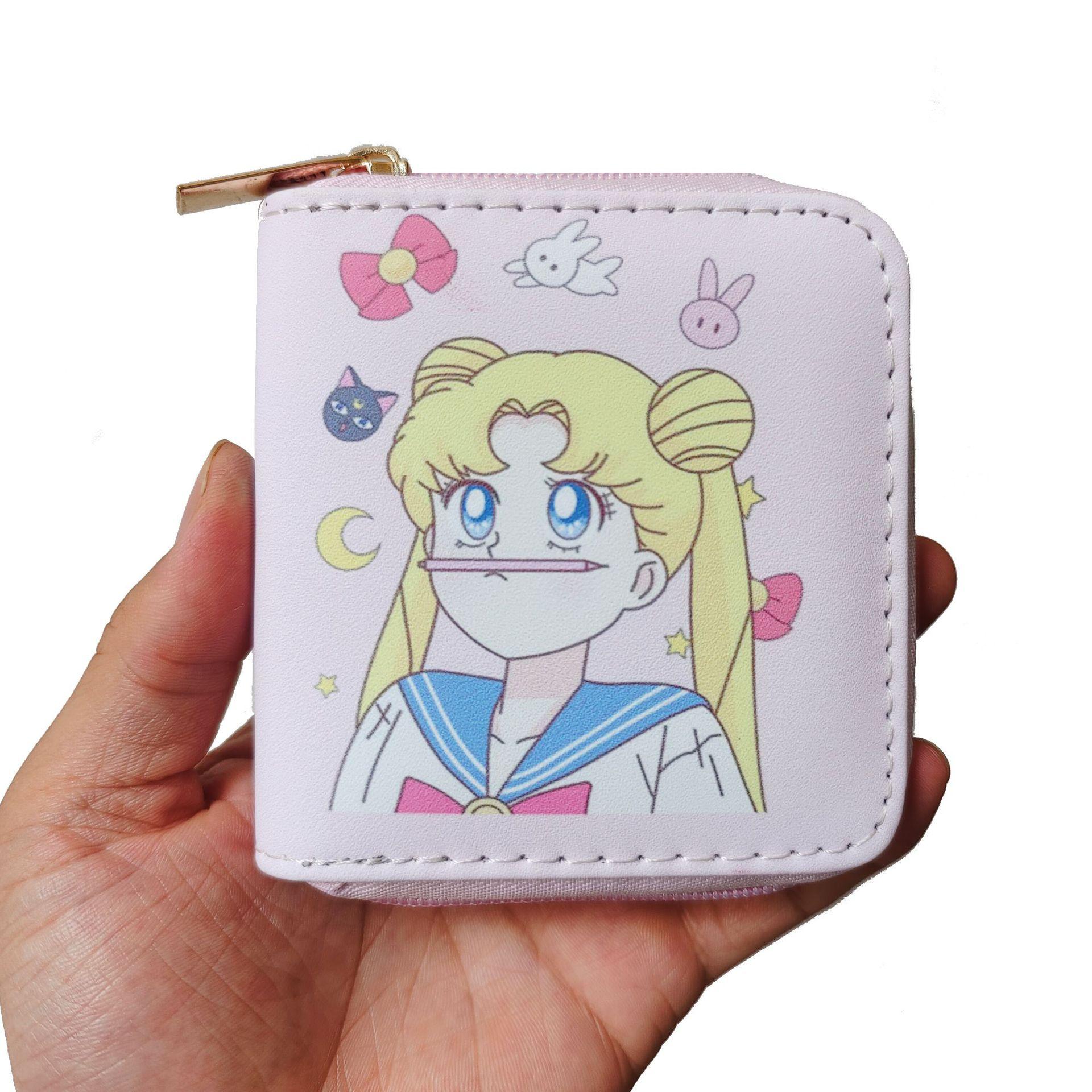 

Периферийный красивый девушка короткая молния маленький кошелек, кошелек