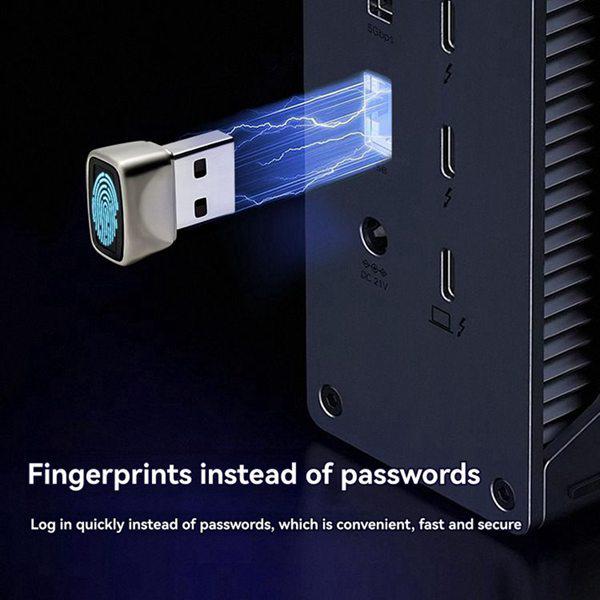 Silver Aluminum Alloy USB Fingerprint Login Device - Driver-Free, Plug and Play.