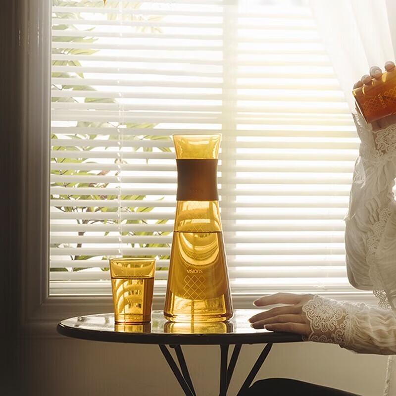 Corning VISIONS Gilded Hourglass Glass Tea Set