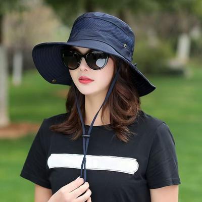 Fisherman Hat Wide Brim Breathable Mesh Sun Hat with Adjustable Drawstring Outdoor Climbing Fishing Hat