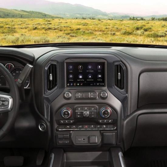 Carbon Fiber Radio Display Navigation System Cover Trim For Chevy Silverado 19+