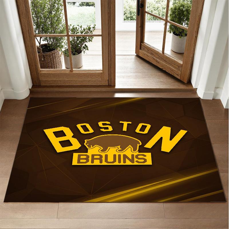 Boston Bruins Design Crystal Velvet Rug Soft Decorative Mat for Bedroom Entrance