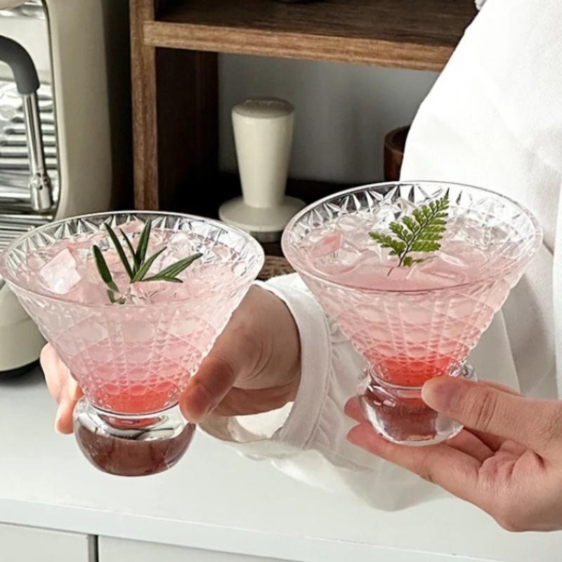 Thin Rim Cocktail Glass Vintage Style for Martini Whiskey Gin Tonic Home Bar Essential Drinkware Set Modern Party Barware