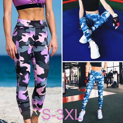 Fashion Camouflage Sweatpants Women Ladies Skinny Trousers with Elastic Waist Casual Slim Fit Pants Jeggings for Yoga Running Gym Fitness
