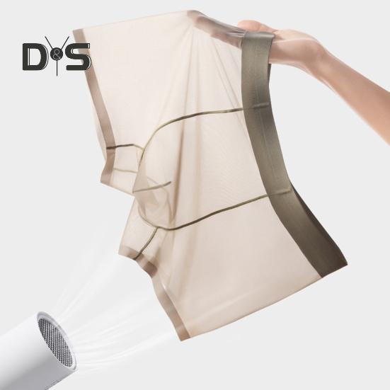 Men Boxer Underwear Mid-rise Elastic Waist U-Convex Shorts Briefs Ultra Thin Transparent Ice Silk Seamless Panties