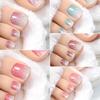 22Pcs/Sheet Toe Nail Sticker Wraps Baking Free Simple Solid Color Glitter Full Cover Toenail Polish Strips Waterproof