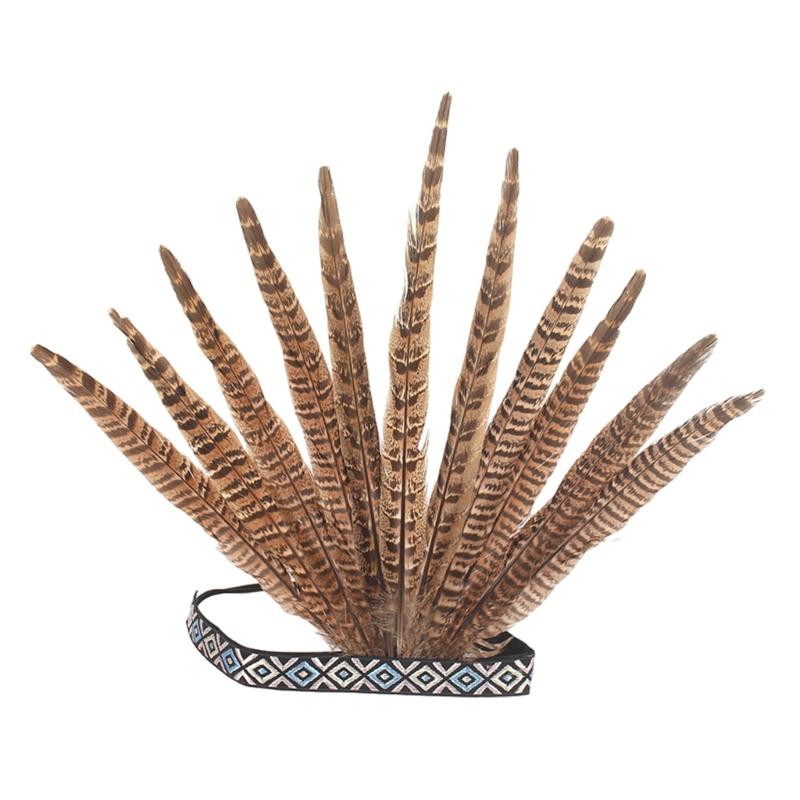 Ethnic Style Headband with Rhinestone&Feather Decors Unique Hair Hoop Women Bride Wedding Party Taking Photo Headband