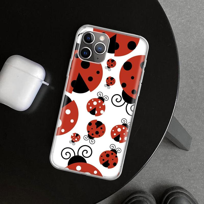 Insect Seven-Star ladybug Phone Case Cover for iPhone 11 12 13 Mini 14 15 Plus 16 Pro Max 17 Air 7 8 + SE Art Customized Fundas