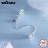 WOSTU 925 Silver Love Heart Silicone Safety Chain Butterfly Angel Wing Link Charm Fir Original Bracelet DIY Jewelry