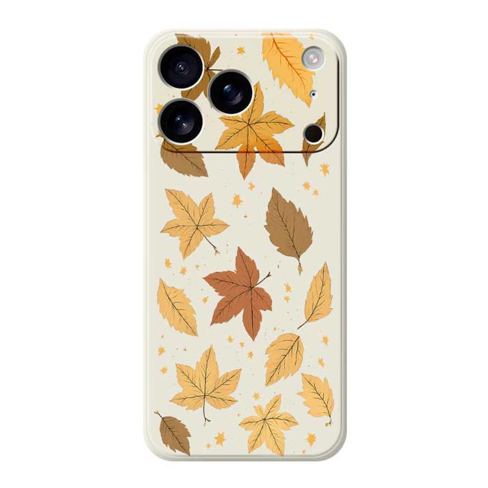 For iPhone 17 Pro Max Case Maple Leaves Pattern Printing Straight Edge TPU Phone Back Cover