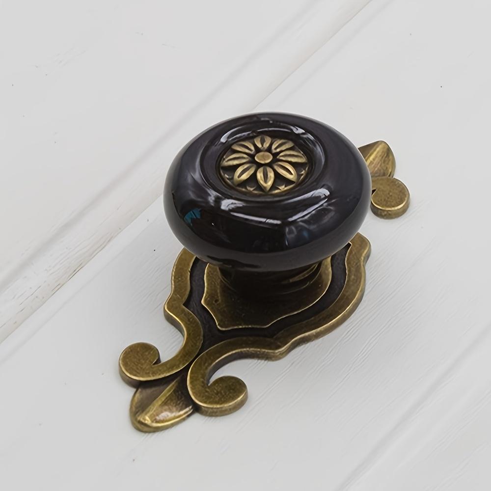 Vintage Ceramic Handles Elegant Vanity Kitchen Petal Cabinet Knobs Zinc Alloy Base Backplate Cabinet Wardrobe Drawer Door Handle