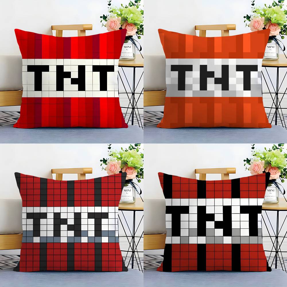 Game T-TNT Block Explosion Pillow Case Plush Fabric Soft Double Sided Print Sofa Cushion Cover Throw Pillow Covers