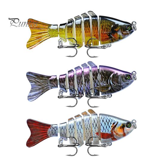 

3 шт. 10 см/15,5 г многосочлененная рыболовная приманка с крючками, реалистичная 7-секционная пластиковая искусственная приманка для пресноводной и соленой рыбалки A