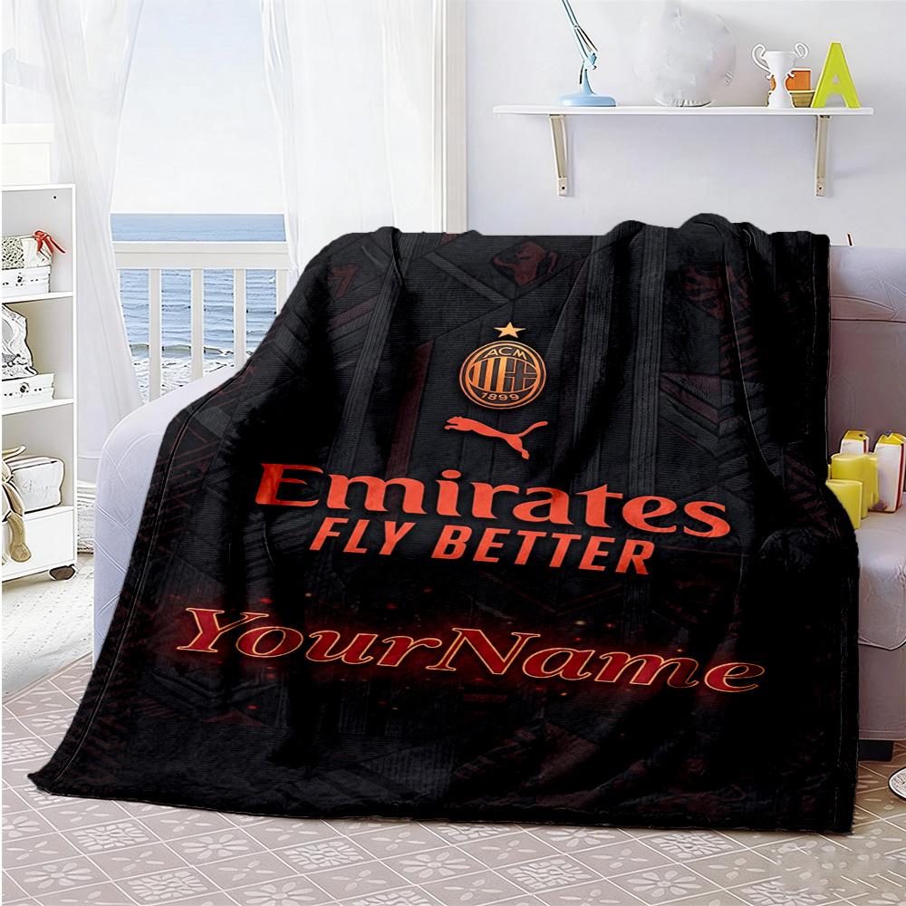 Ac Milan Customize Your Name Blanket Lightweight Personalized Blanket Warmthful Decor Great for Picnics Nap Office Bed Four Seasons Universal