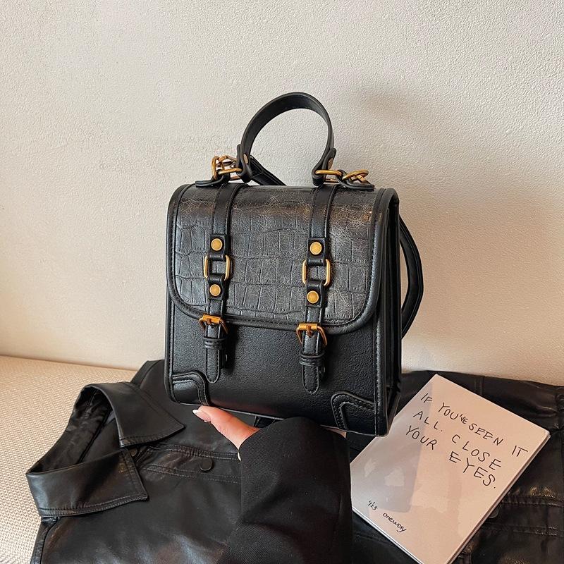 

Ретро рюкзак женский новая мода нишевый портативный на плечо сумка-мессенджер премиум маленький рюкзак чёрный