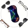 2D-Neon Glowing Mandala Print Protective Eyewear Holder, Stylish Sunglasses Case, Portable Zipper Pouch for Travel, Durable Zipper Eyeglass Organizer