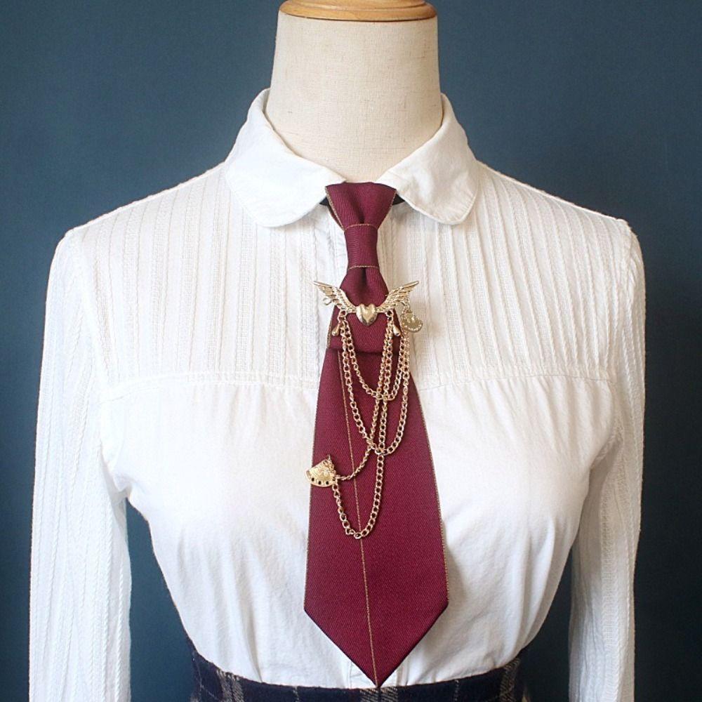 Polyester Chain Neck Accessory Preppy Style Uniform Collar Clip Neck Ornament Student Daily