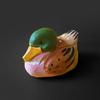 Wooden Duck Figurine Hand-Carved Duck Statue Small Rustic Wildlife Sculpture Collectible Ornament for Indoor Desk Shelf Decor