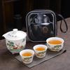 Cha Xun Dehua Ceramic Portable Travel Tea Set (1 Teapot, 3 Teacups)