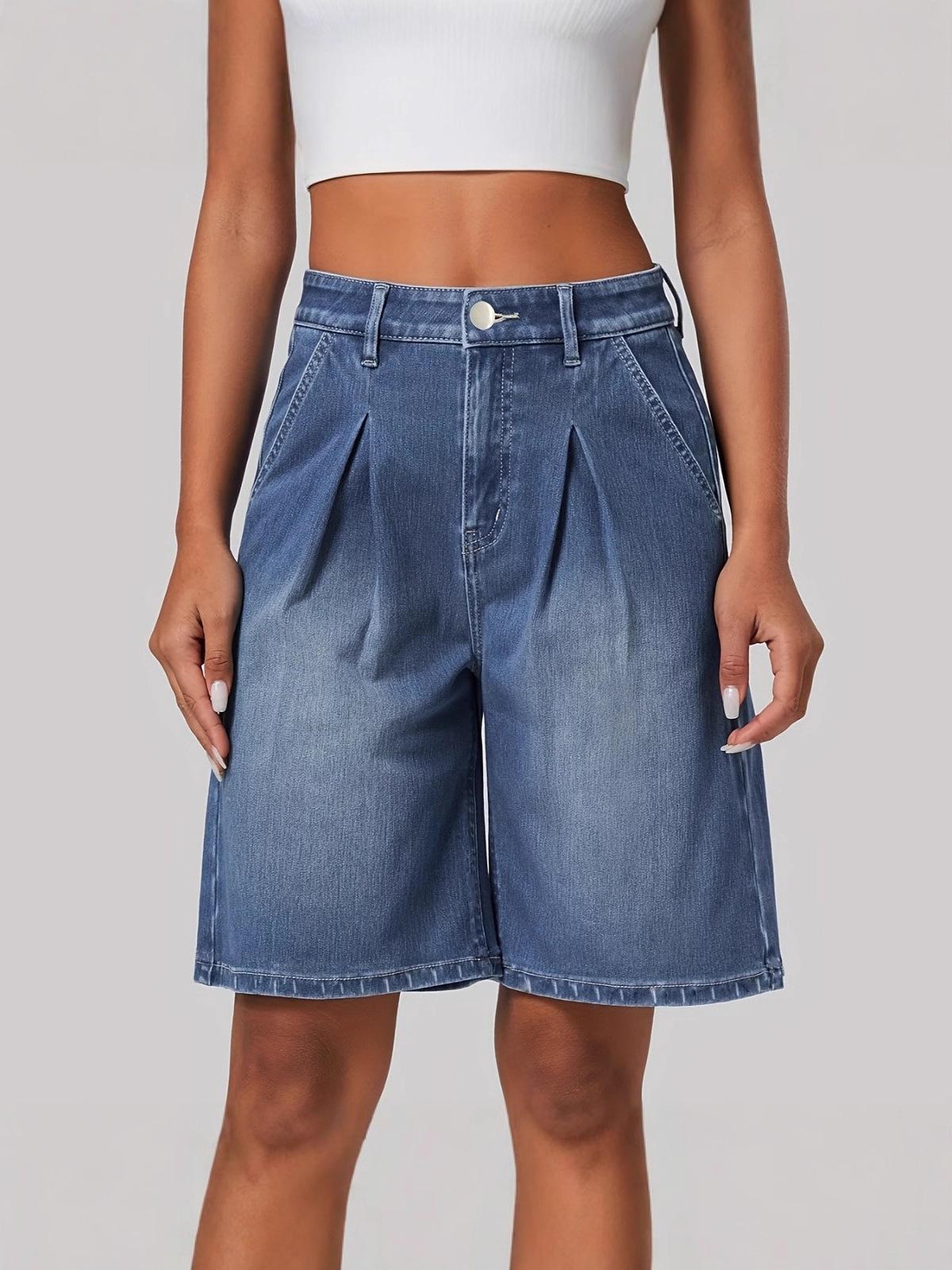 

Blue Elastic Loose Wide-Leg Summer Denim Pants for Women - Comfortable 2026 Style Medium синий