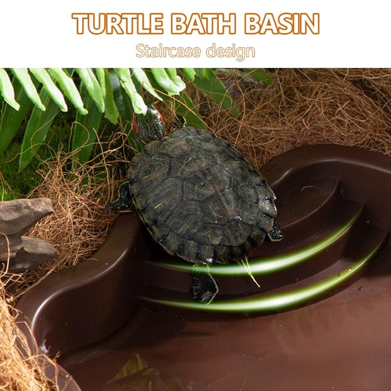 Turtles Basking Platform Reptiles Water Tray Reptiles Feeding Bowl Turtles Bath for Turtles, Lizards, Amphibians