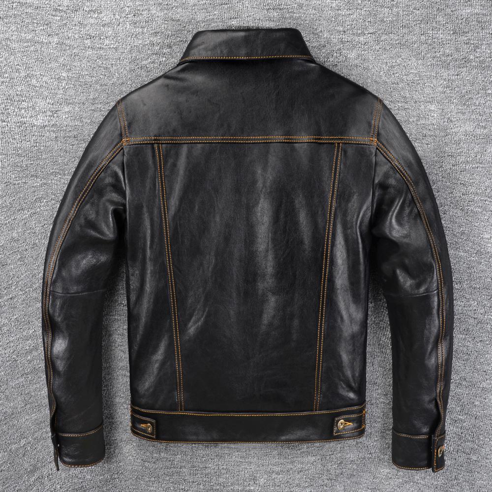 Classic 506 Style Genuine Cow Leather Jacket For Men Blue Black Natural Goatskin Coat Man  Slim Fit Soft Male Clothes Autumn