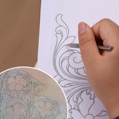 Leathercraft Scribing Pen Leather Carving Pattern Description Paper For Belt Bag Wallet Making Leather Craft Stamping