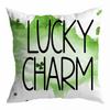 St. Patrick's Day Peach Skin Velvet Pillowcase, Green Four-leaf Clover Printed Sofa Pillow Cushion