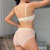Conjunto de ropa interior de seda de hielo francesa para mujer, conjunto de sujetador push up de encaje sexy con relleno desmontable, sujetador de copa fina, conjuntos de lencería sin costuras