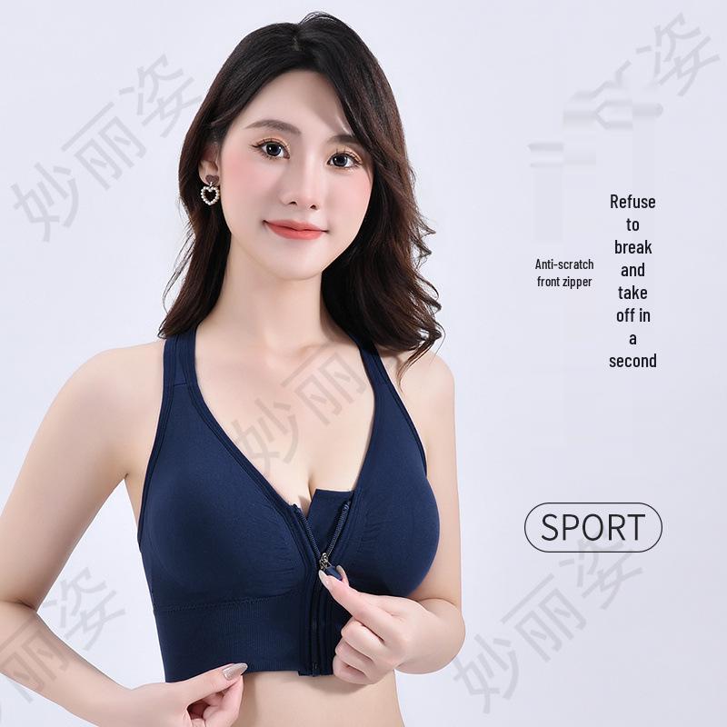 Women's High Impact Front Zip Sports Bra – Shockproof, Wire-Free Fitness & Yoga Bra with Beautiful Back Design.