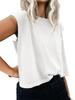 Women's Cap Sleeve Crop Tank Top Crew Neck Loose Fit Basic Vest with Pockets