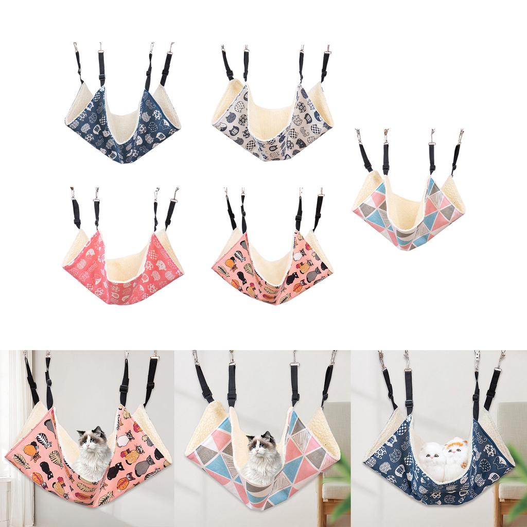 Cat Hammock Bed with Adjustable Straps Hanging Soft Pet Bed for Indoor Cats Pet Cage Accessories Small Dogs Chinchilla Hamster
