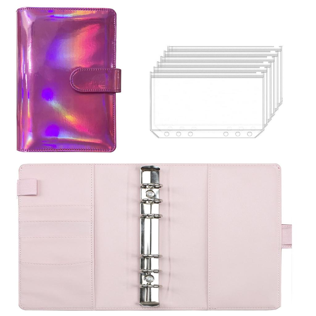 2023 Laser Budget Binder Zipper Envelopes Organizer Cash Envelopes for Budgeting Saving Money A6 Planner 6 Pockets Accessories