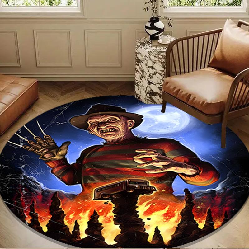 Horror Movie Characters Round Rug for Livingroom,Bedroom, Palyroom, Chair Rug, Area rug, Circle Carpet, Large Size Fan Christmas gift