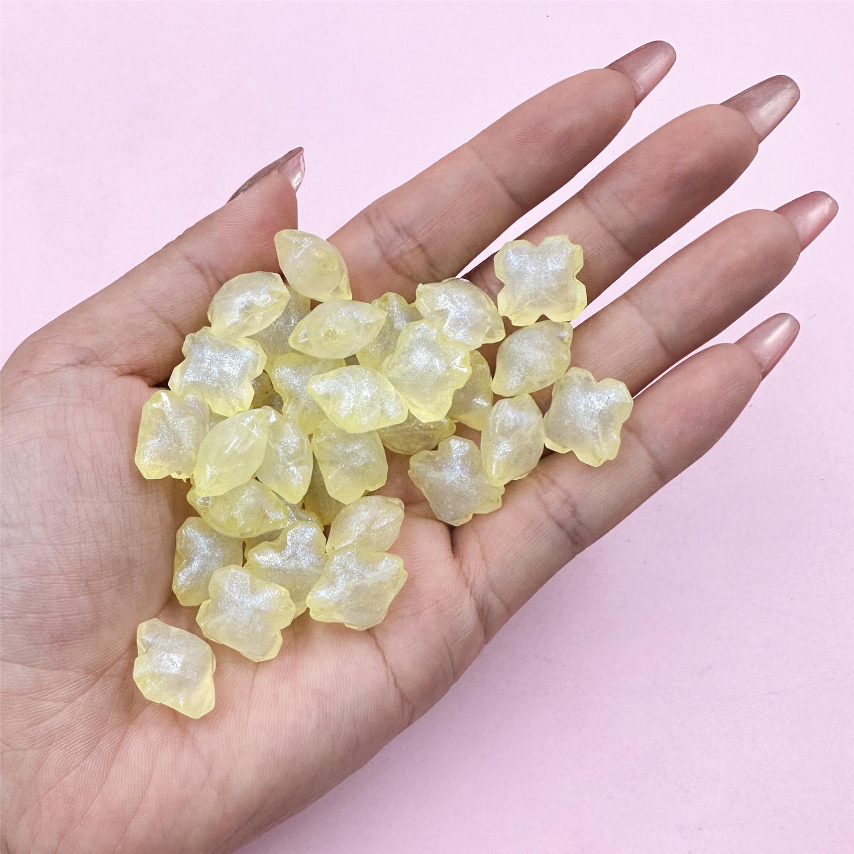 

Бусины россыпью акриловые DIY мода для браслета серьги изготовление ювелирных изделий аксессуары материалы четырехугольная звезда 60 шт 16 мм жёлтый