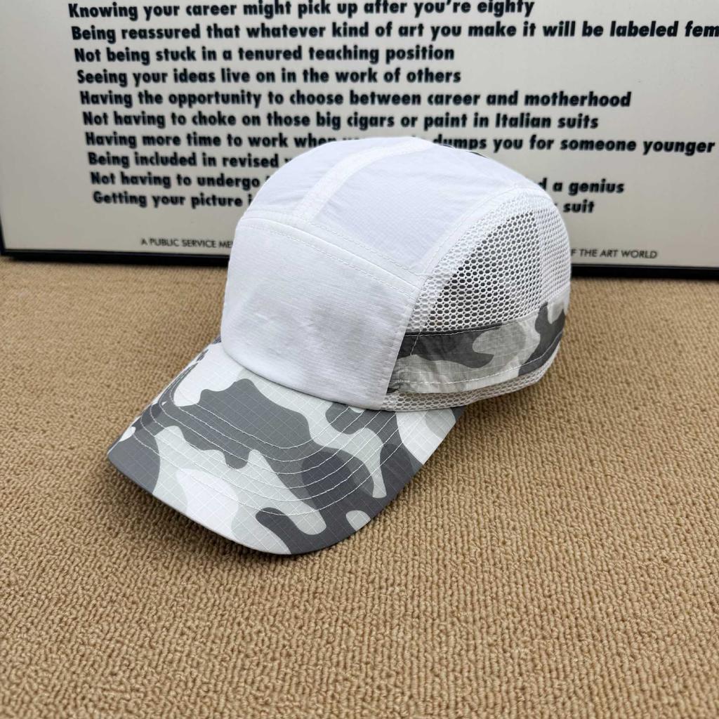 Camouflage mesh splicing baseball cap men's and women's new outdoor quick-drying breathable sun hat trendy five-piece hat