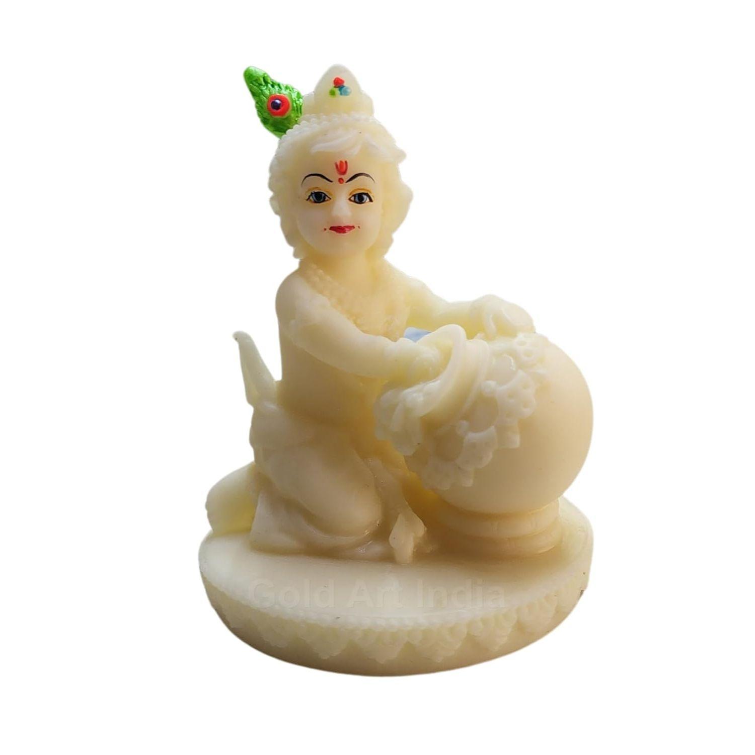 

Makhan Krishna Ivory Finish | Krishna idol for home Decor| Laddu Gopal murti for gifting | Small Krishna statue for office desk | Makhan Chor Idol