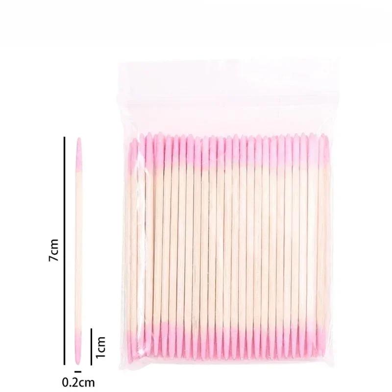 Nails Wood Cotton Swab Clean Sticks Bud Tip Wooden Cotton Head Manicure Detail Corrector Nail Polish Remover Art Tool