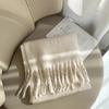 New Christmas red scarf women's winter warmth thickened imitation cashmere solid color knitted fringed scarf shawl student