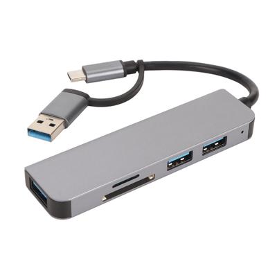 5 In 1 USB3.0 Hub 3 USB Storage Card Memory Card Ports 5Gbps USB C Hub USB Splitter USB C Dongle USB Docking Station