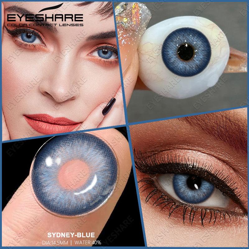 Eyeshare Colored Contact Lenses Blue Eye Makeup Contact Lenses Annual Comfort Green Colored Contact Lenses Gray Natural Colored Soft Lenses 1 Pair