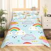 Carton Rainbow King Quen Soft Duvet Cover Children Kids Young Girls Clouds Beding Set Love Heart Warm Comforter Cover Polyester Comfortable Quilt