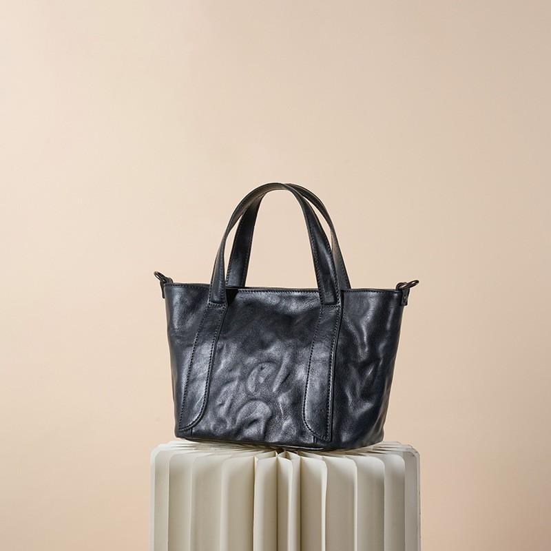 

First Layer Of Tree Paste Tanned Cowhide Women s Bag Retro All-matching Portable Tote Cross-border New Leather Cross-shoulder 21x12x18CM чёрный