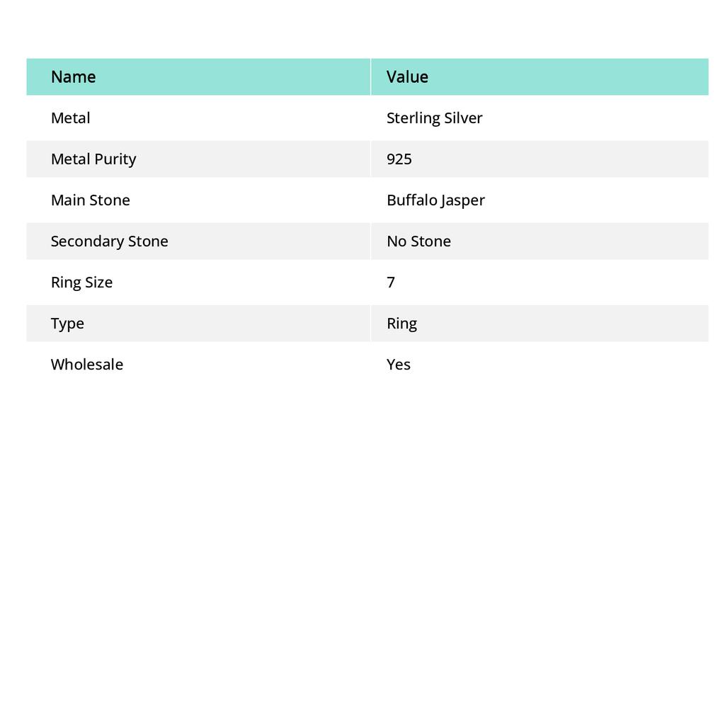 Natural Buffalo Jasper Gemstone 925 Sterling Silver Jewelry Ring Size 7 C9z54