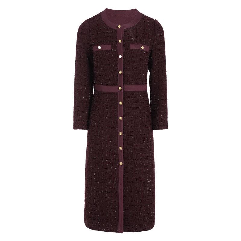 Elegant Single-Breasted Coat Dress for Middle-Aged Women - Perfect for Autumn and Winter