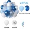 Set Palloncini Blu Bianco Blu Metallico Rosa Oro Rosa Palloncini con Coriandoli Festa di Compleanno Battesimo Decorazioni Matrimonio