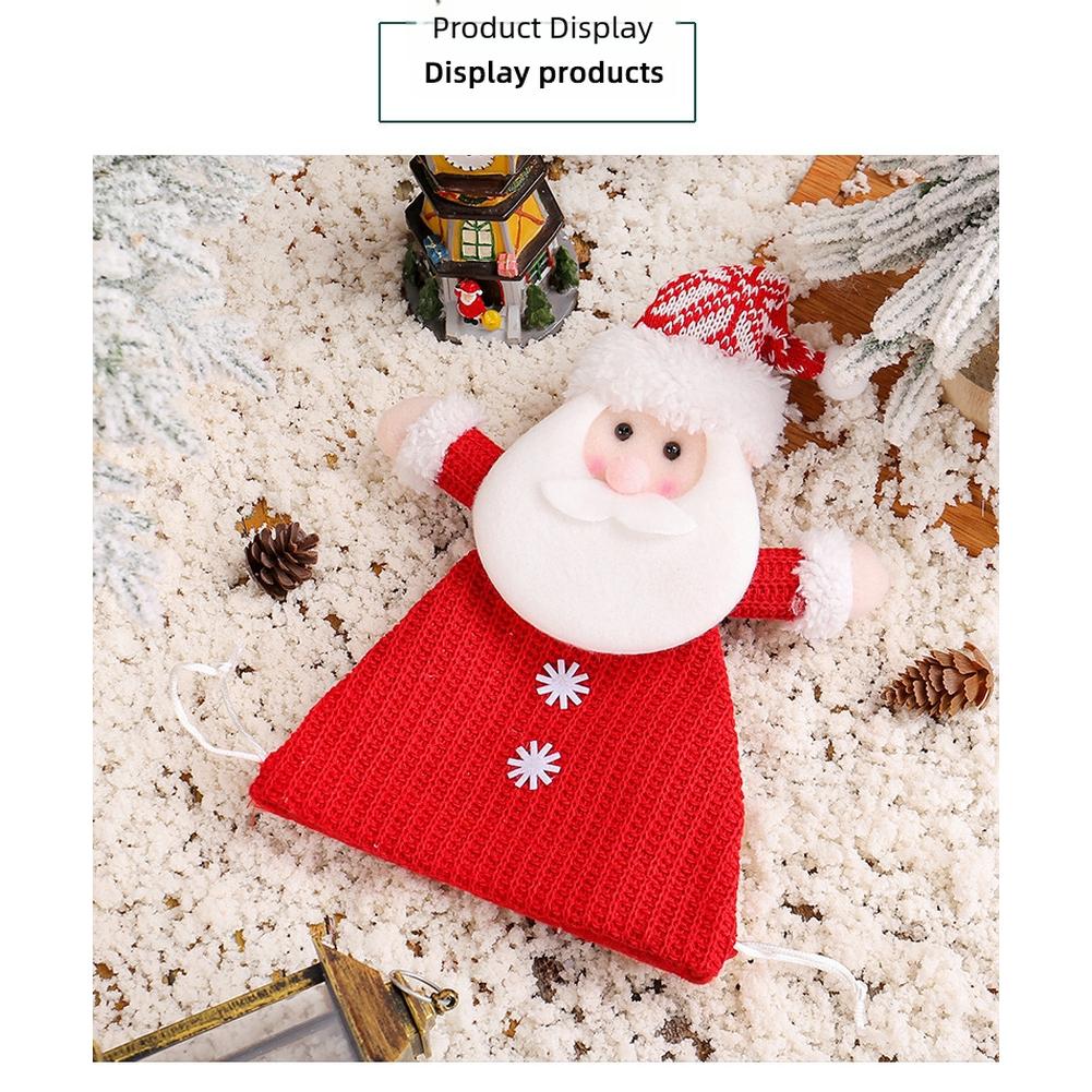 Christmas Knitted Gift-Bag Soft Fabric Pouches Knitted Candy Bag Plush Toy Present Pouch For Fruit Decor Xmas Holiday Decoration